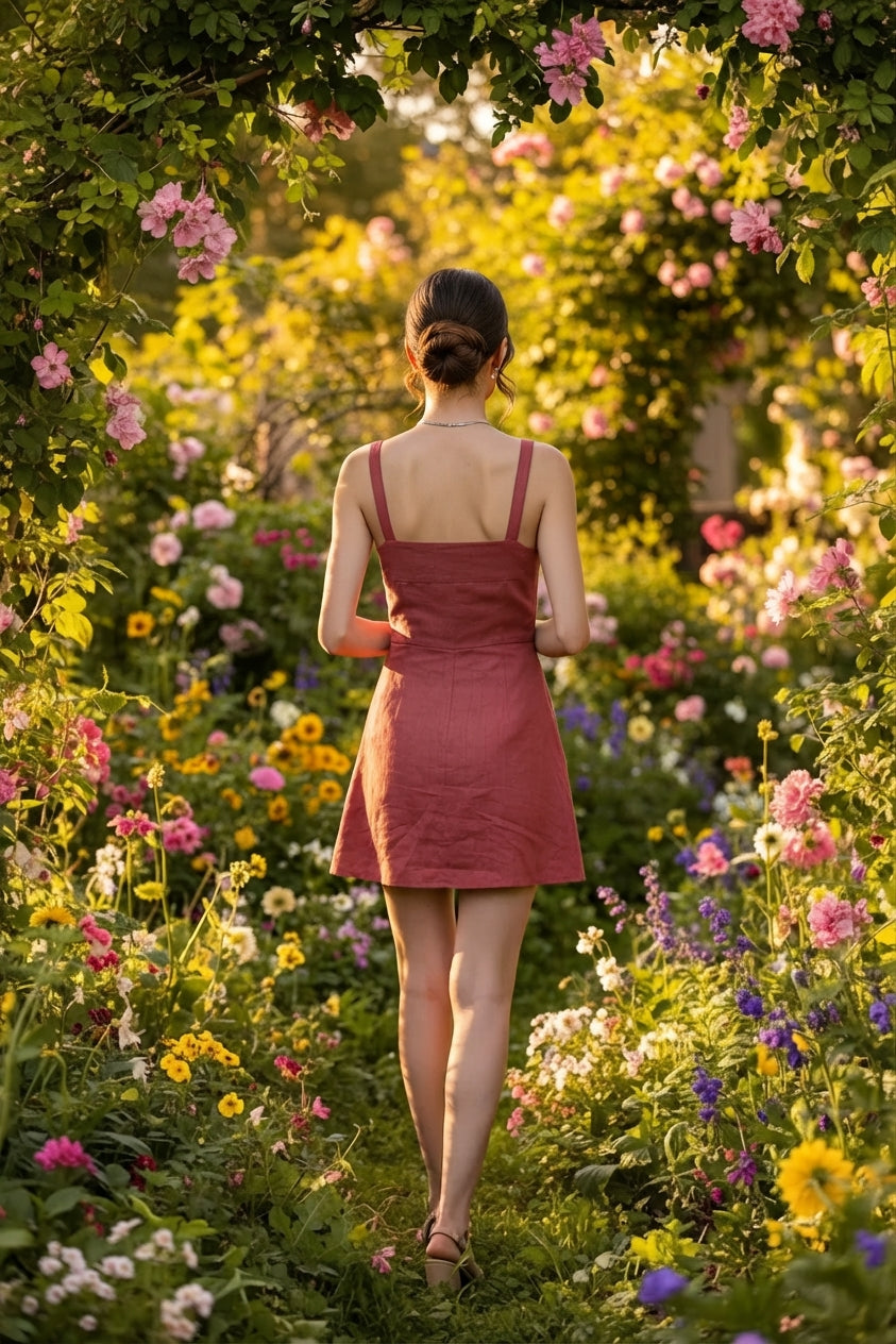 Red Linen Mini Dress (Pre-Order)